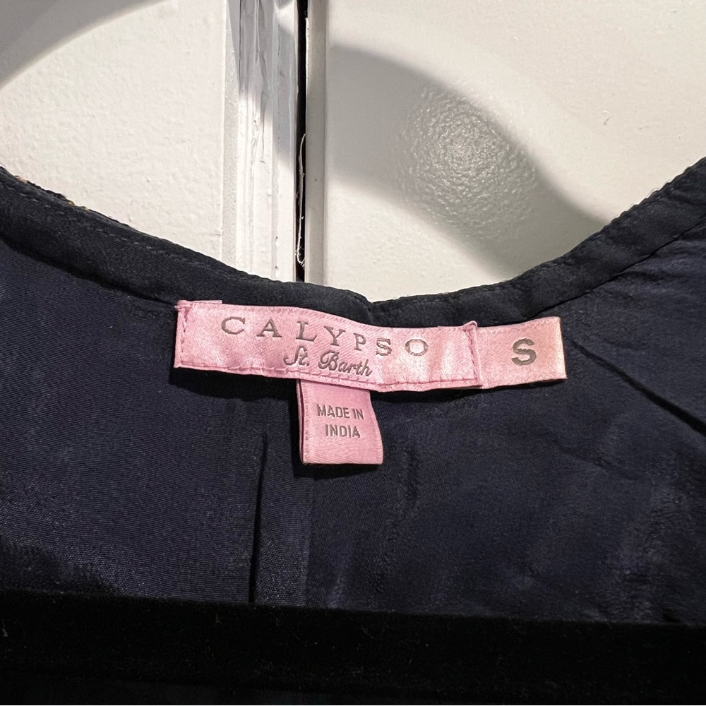 Calypso St Barth Dress Navy and Gold Beading - Picture 4 of 8